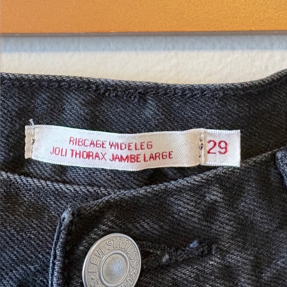 Levi's Ribcage Wide Leg Jeans Black Size 29 High-Rise 90s-inspired Casual - Picture 7 of 12